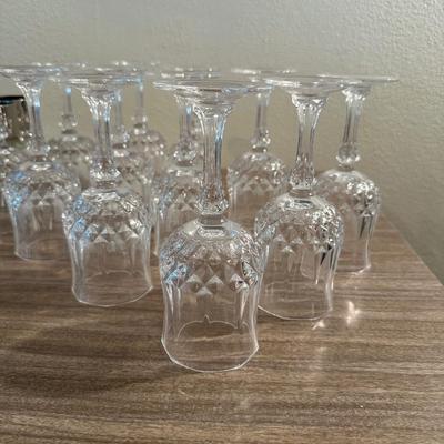 LOEVSKY & LOEVSKY BAR SET W/WIDE SILVER BAND AND STEMMED GLASSES