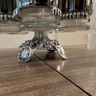 LOEVSKY & LOEVSKY BAR SET W/WIDE SILVER BAND AND STEMMED GLASSES