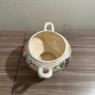 GRAVY BOAT, CONDIMENT SET AND A CANISTER W/LID