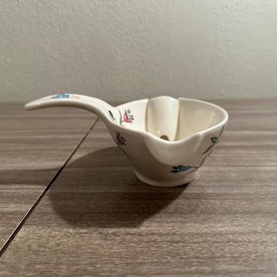 GRAVY BOAT, CONDIMENT SET AND A CANISTER W/LID