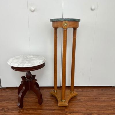 2 Marble Top Tables Plant Stand