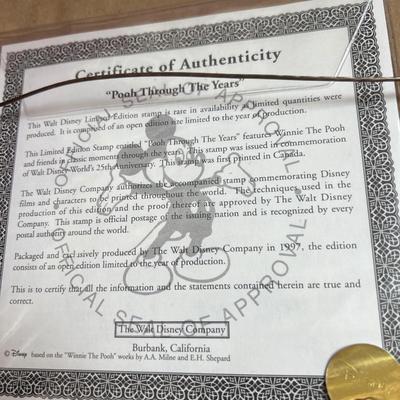 Disney Commemorative Anniversary Stamps Numbered w Certif. Authenticity