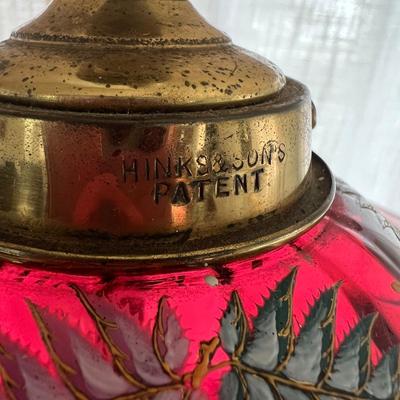 Vintage Hinks & Sons Cranberry Glass Table Lamp