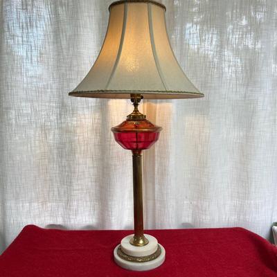 Vintage Hinks & Sons Cranberry Glass Table Lamp