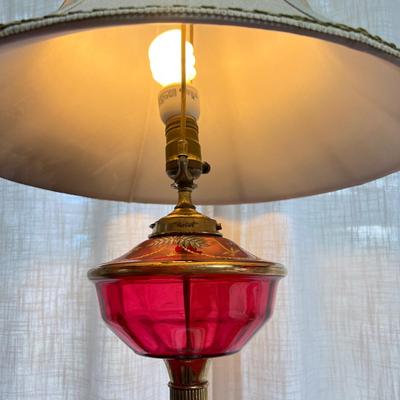 Vintage Hinks & Sons Cranberry Glass Table Lamp