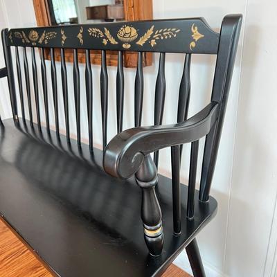 Hitchcock Style Stencil Painted Hall Bench