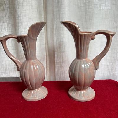 2 Vintage Gonder Pottery Pitchers 14” Tall