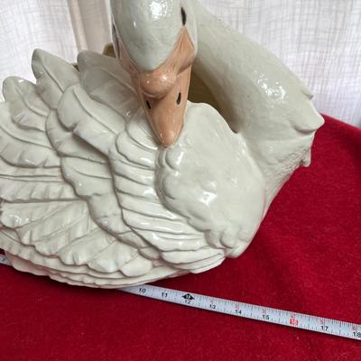 Large White Ceramic Vintage Swan Vase