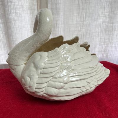 Large White Ceramic Vintage Swan Vase