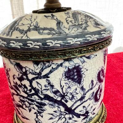 Vintage Blue & White Porcelain Brass Table Lamp
