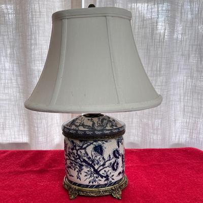 Vintage Blue & White Porcelain Brass Table Lamp