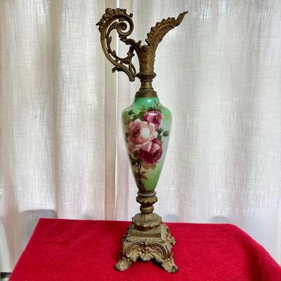 Antique Hand Painted Ewer Pitcher