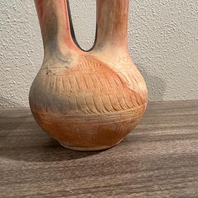 SIGNED CLAY WEDDING VASES AND BOWL