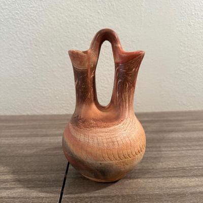 SIGNED CLAY WEDDING VASES AND BOWL