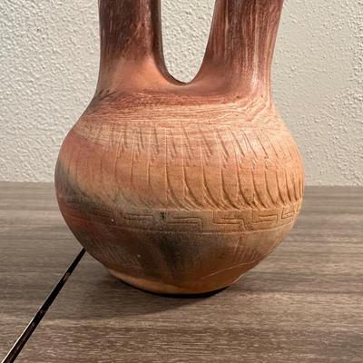 SIGNED CLAY WEDDING VASES AND BOWL