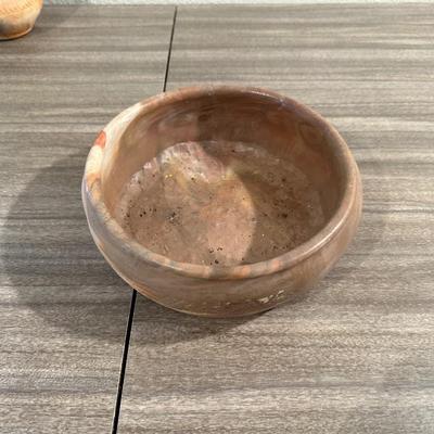 SIGNED CLAY WEDDING VASES AND BOWL