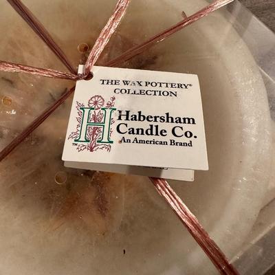 HABERSHAM CANDLE AND 2 CLAY VASES