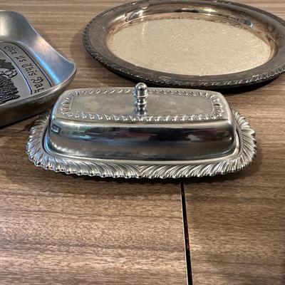 SILVER PLATED AND PEWTER SERVING PIECES