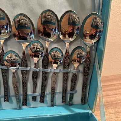 MORI INOX FLATWARE IN A CASE 12 PLACE SETTING