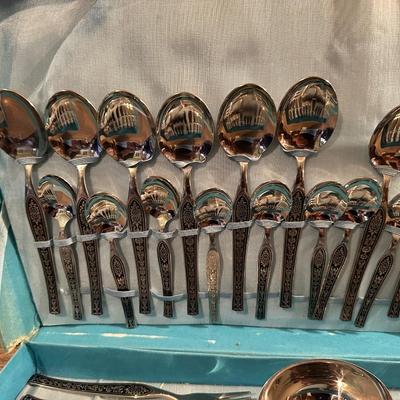MORI INOX FLATWARE IN A CASE 12 PLACE SETTING
