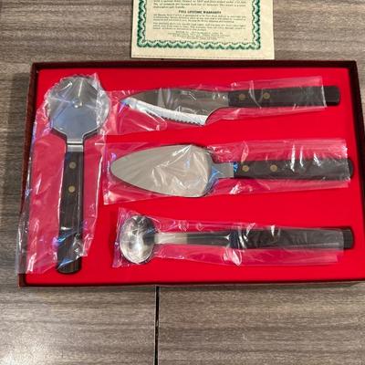 MAXAM CARVING SET & 2 PIECE CUTLERY PLUS BURNCO UTENSILS