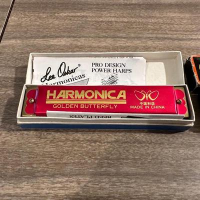 LEE OSKAR 'GOLDEN BUTTERFLY" & HOHNER "GREAT LITTLE HARP" HARMONICAS