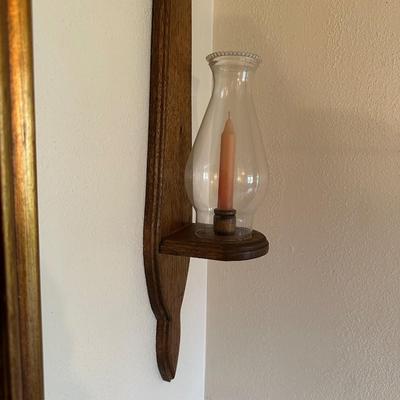OIL ON CANVAS BY ELVA DUGAN PLUS A WALL CANDLE SCONCE