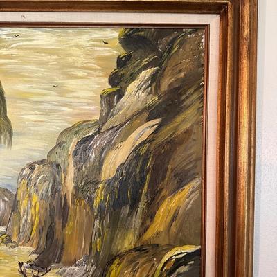 OIL ON CANVAS BY ELVA DUGAN PLUS A WALL CANDLE SCONCE