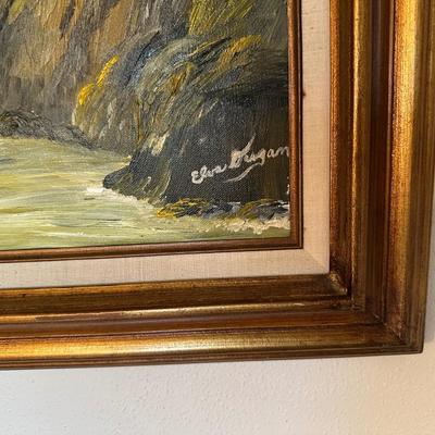 OIL ON CANVAS BY ELVA DUGAN PLUS A WALL CANDLE SCONCE