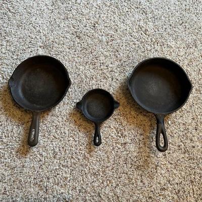 WAGNER WARE AND 2 OTHER CAST IRON SKILLETS