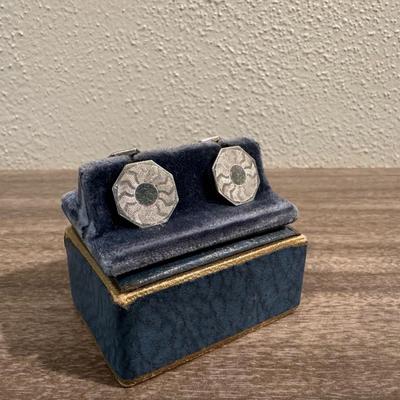 BELAIS 14K WHITE GOLD FRONT CUFF LINKS