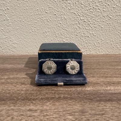 BELAIS 14K WHITE GOLD FRONT CUFF LINKS