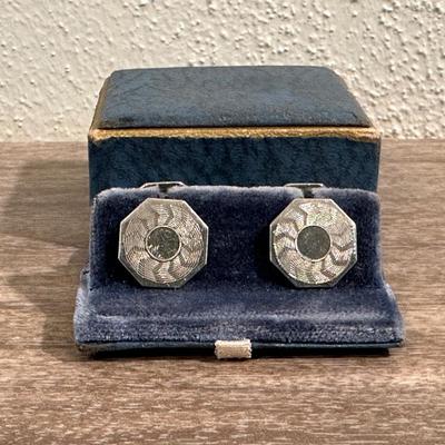 BELAIS 14K WHITE GOLD FRONT CUFF LINKS