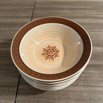 STONEWARE DISHES, CLAY BOWLS AND A MONK COOKIE JAR