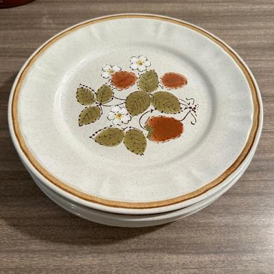 STONEWARE DISHES, CLAY BOWLS AND A MONK COOKIE JAR