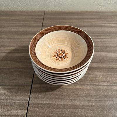 STONEWARE DISHES, CLAY BOWLS AND A MONK COOKIE JAR