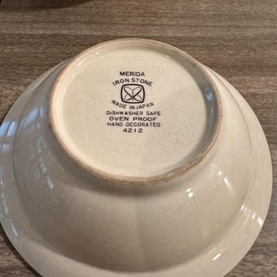 STONEWARE DISHES, CLAY BOWLS AND A MONK COOKIE JAR