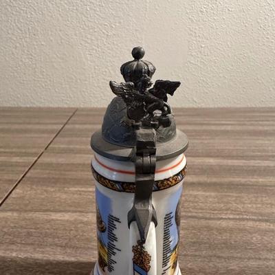 COORS, FORT BENNING & IRISH ASHTRAYS, SMALLER STEIN, SHOT GLASSES AND DRINKING GLASES