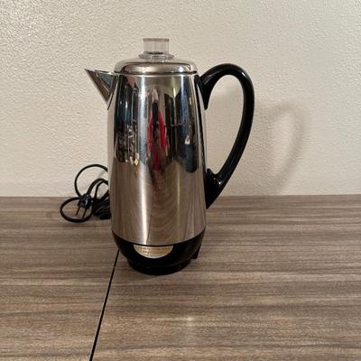 FARBERWARE PERCOLATOR AND 2 PITCHERS FROM ITALY AND ENGLAND