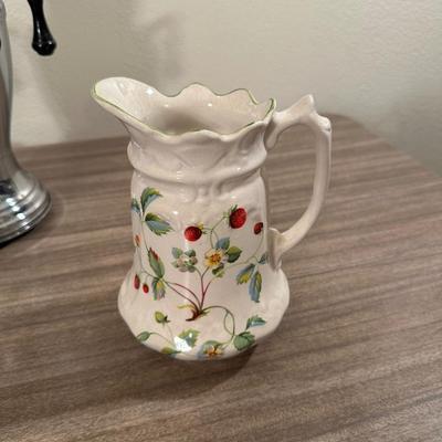 FANCY PERCOLATOR W/SPIGOT, BEVERAGE SERVER W/LID AND A PITCHER MADE IN ENGLAND
