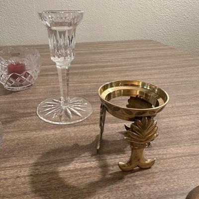 WATERFORD AND OTHER CANDLE HOLDERS