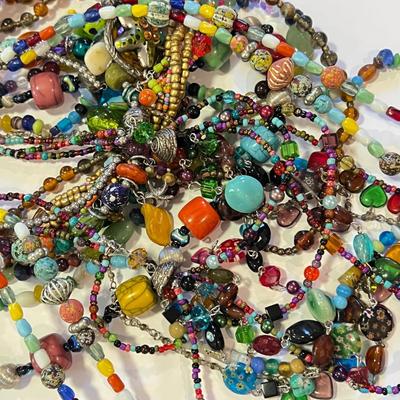 Necklace Lot - Glass Beads, Gem Stones