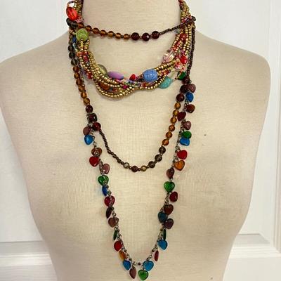 Necklace Lot - Glass Beads, Gem Stones