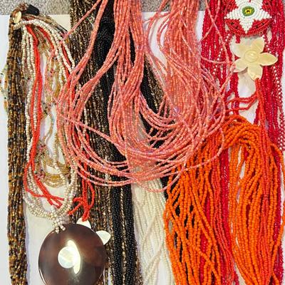 Necklace Lot - Seed Beads, Mother of Pearl, Earrings Set