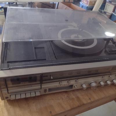Sears AM/FM Stereo System- Record Player, Cassette Tape Player, 8 Track Player (G)