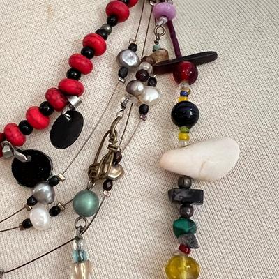 Necklace Lot - Turquoise, Amber, Red Coral, Pearl