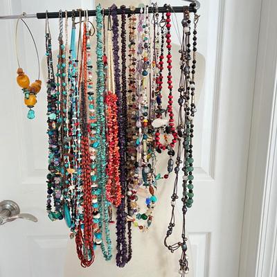 Necklace Lot - Turquoise, Amber, Red Coral, Pearl