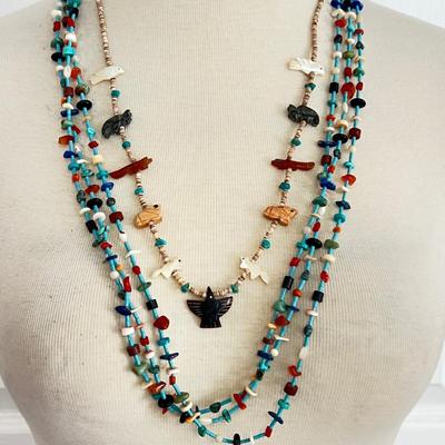 Necklace Lot - Turquoise, Amber, Red Coral, Pearl