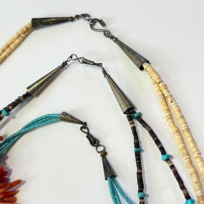 Necklace Lot - Turquoise, Amber, Red Coral, Pearl