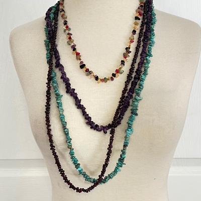 Necklace Lot - Turquoise, Amber, Red Coral, Pearl